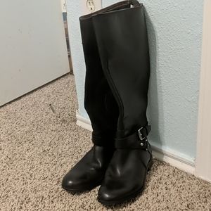 Black leather boots